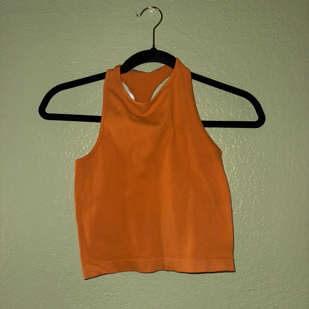 Free People Orange Fitted Crop Tank Top
